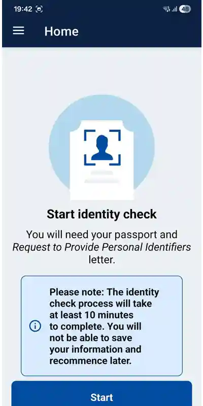 กดปุ่ม Start Identity Check