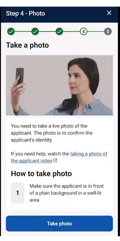 ถ่ายภาพใบหน้าผู้สมัคร