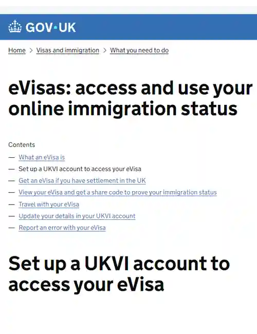 หน้าเว็บไซต์สำหรับเริ่มทำ e-Visa UK