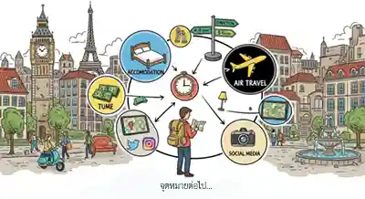 แผนที่และเข็มทิศสำหรับการวางแผนเดินทาง